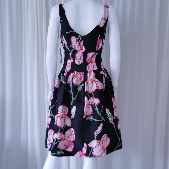 Pure Silk Floral Dress • Vintage Designer • Cocktail 50s Full Skirt S - Picture 5 of 5